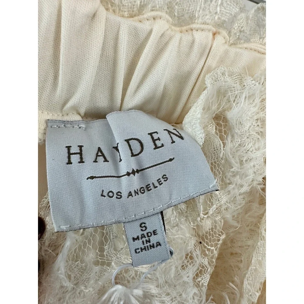 Hayden Los Angeles Cream Lace Shaggy‎ Fluffy Mini Skirt Size S